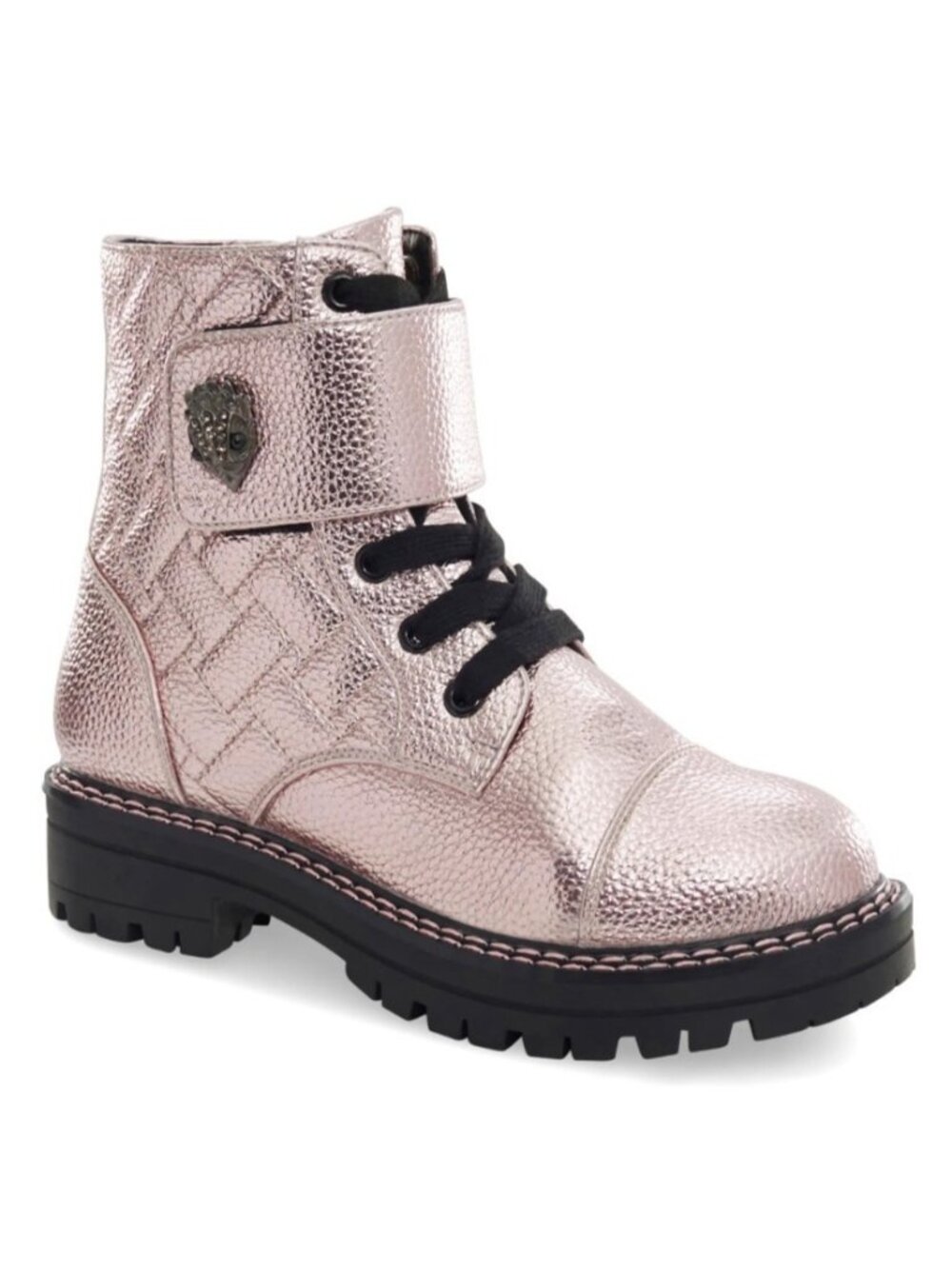 KURT GEIGER Girls Mini Kensington Strap Leather Zip Ankle Boots Pink Size 12